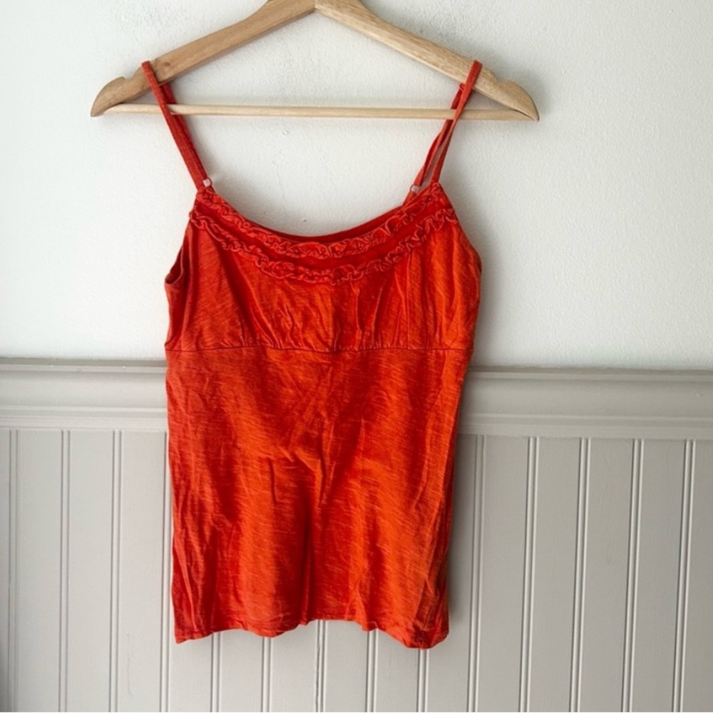 INC Size XS International Concepts Vibrant Orange Ruffle Trim Camisole Top